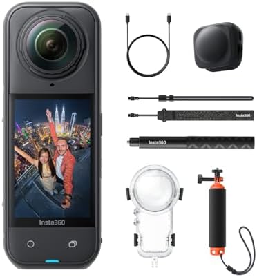 Insta360 X5 Essentials Bundle   Waterproof 8K 360  Action Camera  Leading Low Light  Invisible Selfie Stick Effect  Rugged and Replaceable Lens  3 Hour Battery  Built in Wind Guard  Stabilization