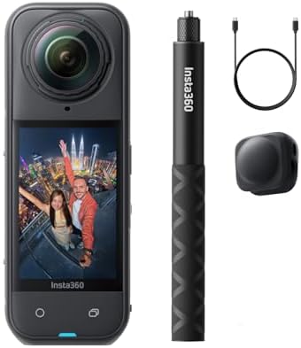 Insta360 X5 Essentials Bundle   Waterproof 8K 360  Action Camera  Leading Low Light  Invisible Selfie Stick Effect  Rugged and Replaceable Lens  3 Hour Battery  Built in Wind Guard  Stabilization
