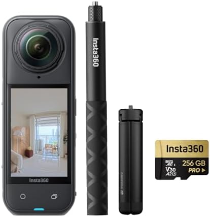 Insta360 X5 Essentials Bundle   Waterproof 8K 360  Action Camera  Leading Low Light  Invisible Selfie Stick Effect  Rugged and Replaceable Lens  3 Hour Battery  Built in Wind Guard  Stabilization