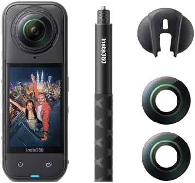 Insta360 X5 Essentials Bundle   Waterproof 8K 360  Action Camera  Leading Low Light  Invisible Selfie Stick Effect  Rugged and Replaceable Lens  3 Hour Battery  Built in Wind Guard  Stabilization