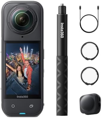 Insta360 X5 Essentials Bundle   Waterproof 8K 360  Action Camera  Leading Low Light  Invisible Selfie Stick Effect  Rugged and Replaceable Lens  3 Hour Battery  Built in Wind Guard  Stabilization