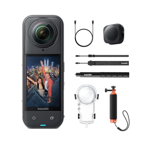 Insta360 X5 Invisible Dive Bundle   Waterproof 8K 360  Action Camera  Invisible Selfie Stick Effect  Leading Low Light  3 Hour Battery  Clear Audio  Stabilization  AI Editing  Vivid Colors