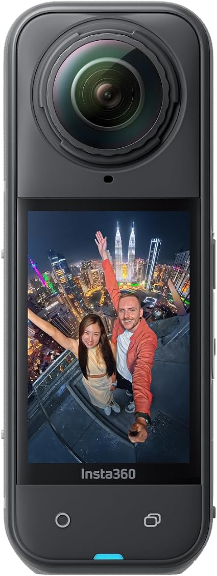 Insta360 X5 - Cámara de acción impermeable de 8K 360°, líder en poca luz, efecto de palo invisible para selfies, lente resistente y reemplazable, batería de 3 horas, protector contra el viento