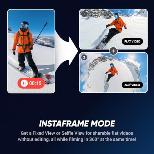 Insta360 X5 Waterproof 8K 360 Action Camera Leading Low Light Invisible Selfie Stick Effect Rugged and Replaceable Lens 3 Hour Battery Built in Wind Guard Stabilization Triple AI Chip Design