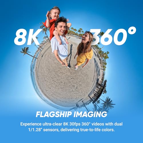 Insta360 X5   Waterproof 8K 360  Action Camera  Leading Low Light  Invisible Selfie Stick Effect  Rugged and Replaceable Lens  3 Hour Battery  Built in Wind Guard  Stabilization  Triple AI Chip Design