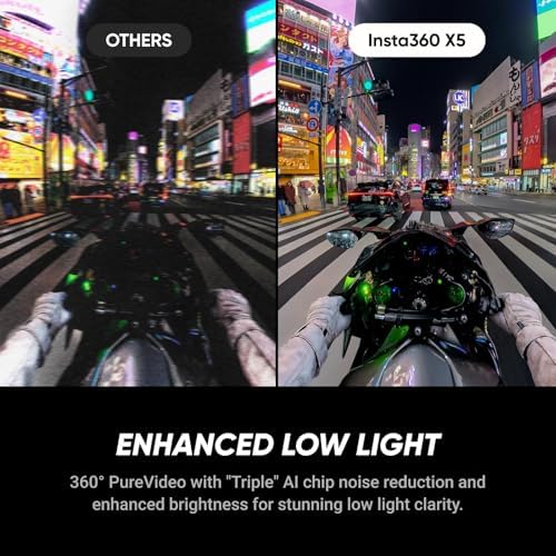 Insta360 X5   Waterproof 8K 360  Action Camera  Leading Low Light  Invisible Selfie Stick Effect  Rugged and Replaceable Lens  3 Hour Battery  Built in Wind Guard  Stabilization  Triple AI Chip Design