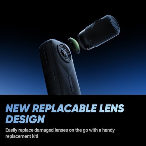 Insta360 X5   Waterproof 8K 360  Action Camera  Leading Low Light  Invisible Selfie Stick Effect  Rugged and Replaceable Lens  3 Hour Battery  Built in Wind Guard  Stabilization  Triple AI Chip Design