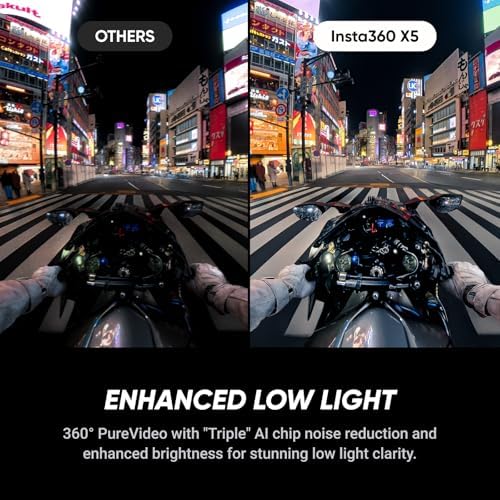 Insta360 X5   Waterproof 8K 360  Action Camera  Leading Low Light  Invisible Selfie Stick Effect  Rugged and Replaceable Lens  3 Hour Battery  Built in Wind Guard  Stabilization  Triple AI Chip Design