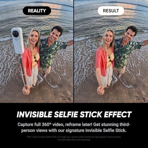 Insta360 X5   Waterproof 8K 360  Action Camera  Leading Low Light  Invisible Selfie Stick Effect  Rugged and Replaceable Lens  3 Hour Battery  Built in Wind Guard  Stabilization  Triple AI Chip Design