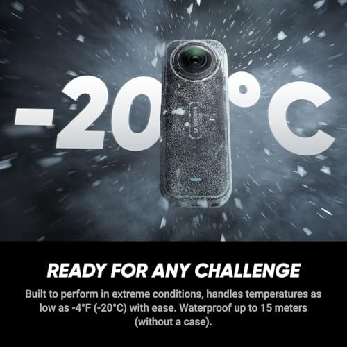 Insta360 X5   Waterproof 8K 360  Action Camera  Leading Low Light  Invisible Selfie Stick Effect  Rugged and Replaceable Lens  3 Hour Battery  Built in Wind Guard  Stabilization  Triple AI Chip Design