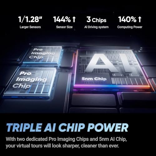 Insta360 X5   Waterproof 8K 360  Action Camera  Leading Low Light  Invisible Selfie Stick Effect  Rugged and Replaceable Lens  3 Hour Battery  Built in Wind Guard  Stabilization  Triple AI Chip Design