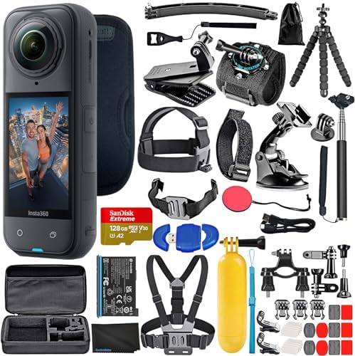 Insta360 X5   Waterproof 8K 360  Action Camera   50 in 1 Accessory Kit   128GB Card   More