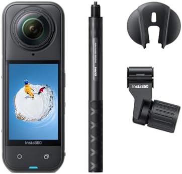 Insta360 X5   Waterproof 8K 360  Action Camera  Leading Low Light  Invisible Selfie Stick Effect  Rugged and Replaceable Lens  3 Hour Battery  Built in Wind Guard  Stabilization  Triple AI Chip Design