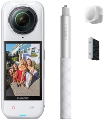Insta360 X5   Waterproof 8K 360  Action Camera  Leading Low Light  Invisible Selfie Stick Effect  Rugged and Replaceable Lens  3 Hour Battery  Built in Wind Guard  Stabilization  Triple AI Chip Design