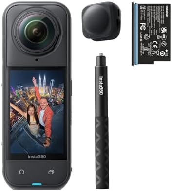 Insta360 X5   Waterproof 8K 360  Action Camera  Leading Low Light  Invisible Selfie Stick Effect  Rugged and Replaceable Lens  3 Hour Battery  Built in Wind Guard  Stabilization  Triple AI Chip Design