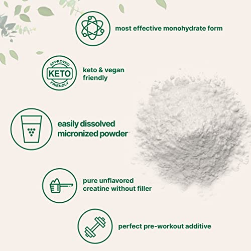 Instant Creatine Monohydrate Powder 1 kg  2 2 Lbs   5000mg Per Serv  Micronized Creatine Powder  Unflavored  Pure  No Filler  Keto & Vegan Friendly  Easy Dissolve Pre Workout for Women and Men