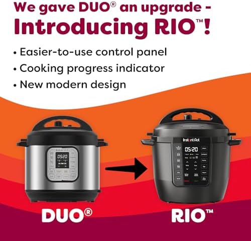 Instant Pot 6QT RIO 7 in 1 Multi Cooker  Pressure Cooker  Slow cook  Sauté  Steam  Rice Maker  Yogurt  & Warmer  Black  6 Quarts