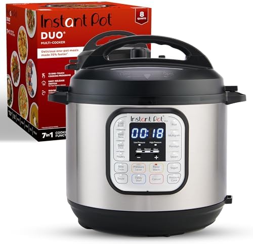 Instant Pot Duo 7 in 1 Electric Pressure Cooker  Slow Cooker  Rice  Steamer  Sauté  Yogurt Maker  Warmer & Sterilizer  Includes App With Over 800 Recipes  Stainless Steel  6 Quart
