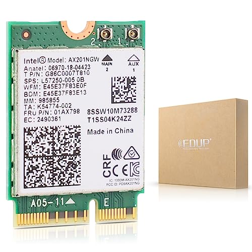 Intel AX201NGW Wi Fi 6 Wireless Card M 2  CNVio2  Bluetooth 5 2  2400Mbps 2 4 GHz 5 GHz Network Adapter for Laptop Support Windows 10/11  64bit  Linux Chrome OS Only Available with Gen Intel 10  CPU