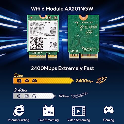 Intel AX201NGW Wi Fi 6 Wireless Card M 2  CNVio2  Bluetooth 5 2  2400Mbps 2 4 GHz 5 GHz Network Adapter for Laptop Support Windows 10/11  64bit  Linux Chrome OS Only Available with Gen Intel 10  CPU