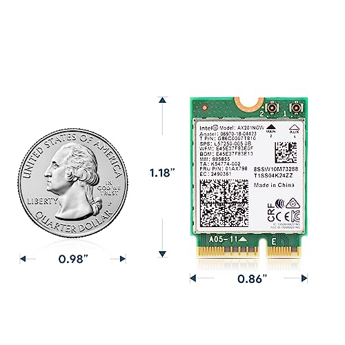Intel AX201NGW Wi Fi 6 Wireless Card M 2  CNVio2  Bluetooth 5 2  2400Mbps 2 4 GHz 5 GHz Network Adapter for Laptop Support Windows 10/11  64bit  Linux Chrome OS Only Available with Gen Intel 10  CPU