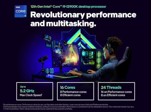 Intel Core i9-12900K Procesador de escritorio para juegos con gráficos integrados y 16 núcleos (8P+8E) hasta 5.2 GHz desbloqueado LGA1700 Serie 600 Chipset 125W