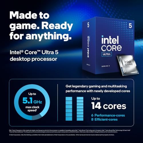 Intel  Core  Ultra 5 Desktop Processor 225F 10 Cores  6 P cores   4 E cores  up to 4 9 GHz