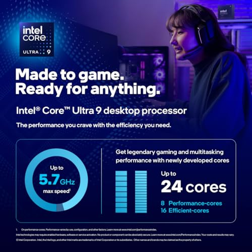 Intel® Procesador de escritorio Core™ Ultra 9 285K 24 núcleos (8 núcleos P + 16 núcleos E) hasta 5,7 GHz