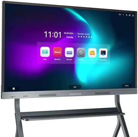 Interactive Whiteboard  55 4K UHD Smart Whiteboard  Interactive Touch Screen Smartboard  Smart Board for Classroom and Business  Wall Mount Included 