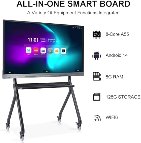 Interactive Whiteboard  55 4K UHD Smart Whiteboard  Interactive Touch Screen Smartboard  Smart Board for Classroom and Business  Wall Mount Included 