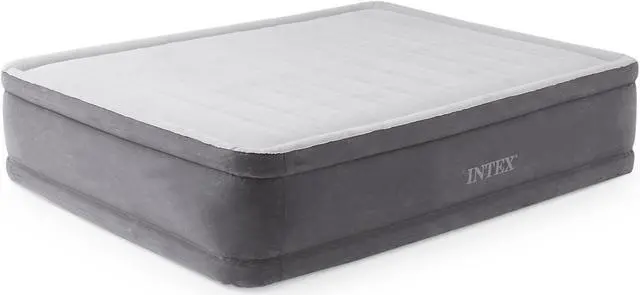 Intex 18 inch Inflatable Elevated Premium Comfort Airbed w/ Internal Pump  Queen
