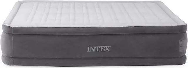 Intex 18 inch Inflatable Elevated Premium Comfort Airbed w/ Internal Pump  Queen