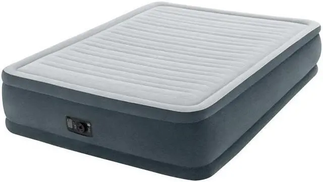 Intex 18 inch Inflatable Elevated Premium Comfort Airbed w/ Internal Pump  Queen