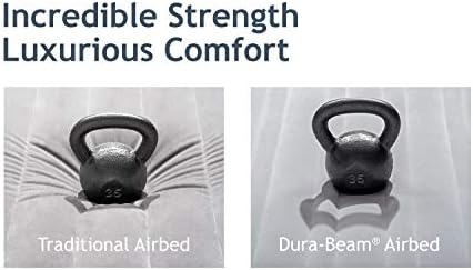 Intex 64417ED 22in Queen Dura Beam Comfort Plush High Rise Inflatable Air Mattress with Built in Pump for Travel and Camping  600lb Weight Capacity