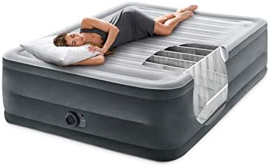 Intex 64417ED 22in Queen Dura Beam Comfort Plush High Rise Inflatable Air Mattress with Built in Pump for Travel and Camping  600lb Weight Capacity
