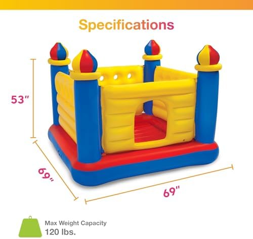 Intex Inflatable Colorful Jump O Lene Castle Bounce House  for 2 Kids Ages 3 6   Large Blow Up Indoor Outdoor Childrens Bouncer Jumper Playhouse
