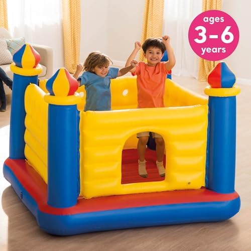 Intex Inflatable Colorful Jump O Lene Castle Bounce House  for 2 Kids Ages 3 6   Large Blow Up Indoor Outdoor Childrens Bouncer Jumper Playhouse