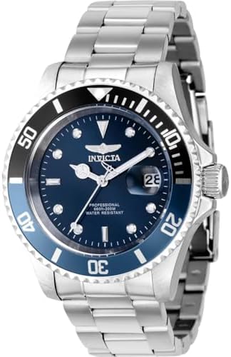 Invicta Mens Pro Diver 40mm Stainless Steel Quartz  Blue Dial Watch  Silver  Model  43545 