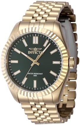 Invicta Specialty Men 43mm Stainless Steel Gold Green dial PC21 Quartz