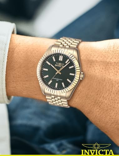 Invicta Specialty Men 43mm Stainless Steel Gold Green dial PC21 Quartz