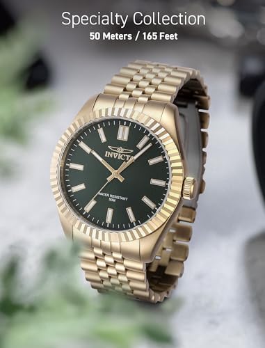 Invicta Specialty Men 43mm Stainless Steel Gold Green dial PC21 Quartz