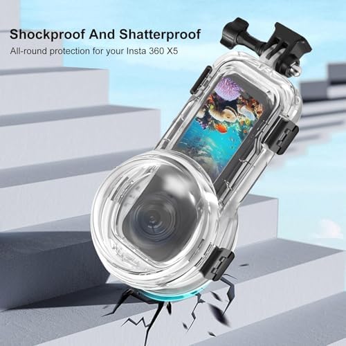 Invisible Dive Case for Insta360 X5  FotStdio Insta 360 X5 Waterproof Case 60m/196ft Underwater Diving Housing Cover Protective Sealed Shell Photography Housings Action Camera Accessories