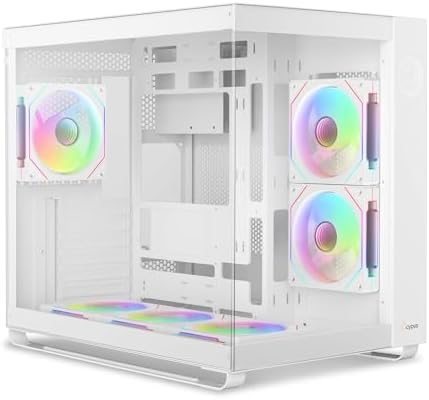 Iota C70 WH ARGB Mid Tower ATX PC Gaming Case Pre Installed 6 ARGB Fans&Hub Real Time Temp Display Backside Mounted MB Panoramic View All Metal Panel Quick Release Type C 3 1 for ATX/MATX/ITX/YTX