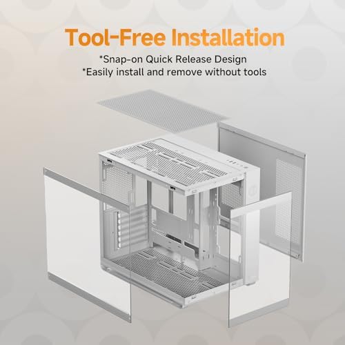 Iota C70 WH ARGB Mid Tower ATX PC Gaming Case Pre Installed 6 ARGB Fans&Hub Real Time Temp Display Backside Mounted MB Panoramic View All Metal Panel Quick Release Type C 3 1 for ATX/MATX/ITX/YTX