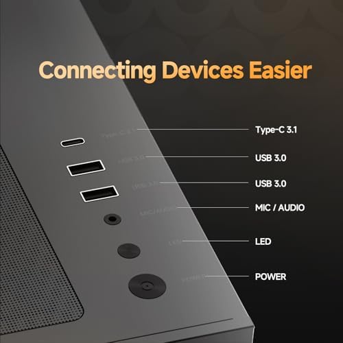 Iota C70 WH ARGB Mid Tower ATX PC Gaming Case Pre Installed 6 ARGB Fans&Hub Real Time Temp Display Backside Mounted MB Panoramic View All Metal Panel Quick Release Type C 3 1 for ATX/MATX/ITX/YTX