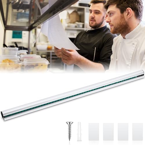 Irenare 1 Pcs Ticket Holder for Restaurants 36/48/60 Ticket Check Rack Order Holder Rail Display Slide Rack for Commercial Kitchens Cafes Pubs Bars Display Paintings Posters Charts  60 Inch Silver