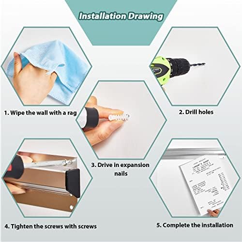 Irenare 1 Pcs Ticket Holder for Restaurants 36/48/60 Ticket Check Rack Order Holder Rail Display Slide Rack for Commercial Kitchens Cafes Pubs Bars Display Paintings Posters Charts  60 Inch Silver