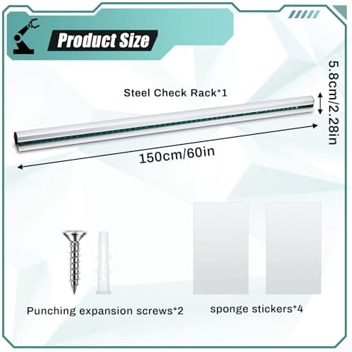 Irenare 1 Pcs Ticket Holder for Restaurants 36/48/60 Ticket Check Rack Order Holder Rail Display Slide Rack for Commercial Kitchens Cafes Pubs Bars Display Paintings Posters Charts  60 Inch Silver