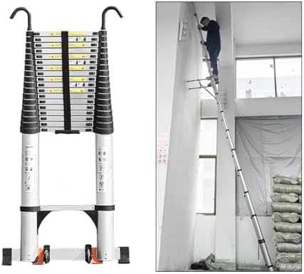 JADDUO Telescoping Ladder 27 9 FT Extension Ladder Aluminum Lightweight Telescopic Ladder with 2 Triangle Stabilizers  Telescoping Attic Ladders RV Ladders for Travel