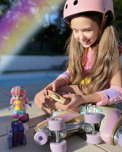 JAKKS Pacific Rock N Rollerskate Doll Rainbow Riley Light Up Remote Control Rollerskating Doll   Plays Music and Skates   10 H